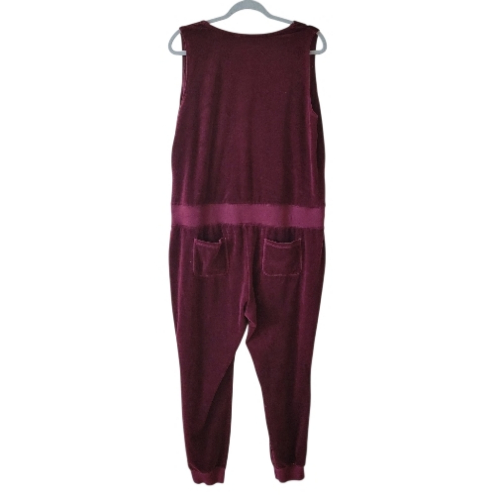 New York & Company Size XL Sleeveless Wrap-Front Jumpsuit in Burgundy - Picture 3 of 4